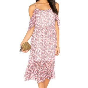 Rebecca Minkoff Women's Cold Shoulder Floral Ruffled Pink A-line Dress